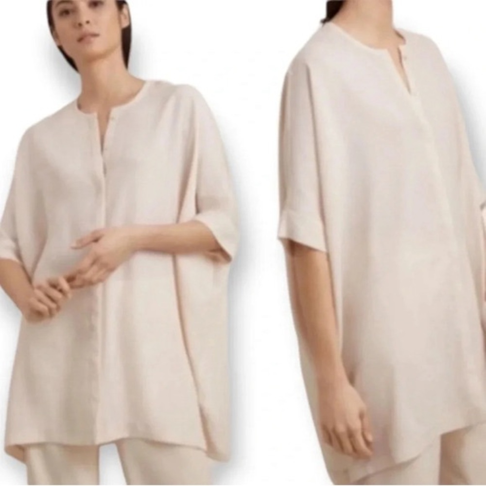 Aritzia Babaton Howard Tunic Short Sleeve Crepe Fabric Button Up Oversized XS - Picture 14 of 14